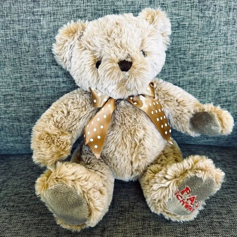 FAO Schwarz Brown Tan Polka Dot Plush Stuffed Animal Toy